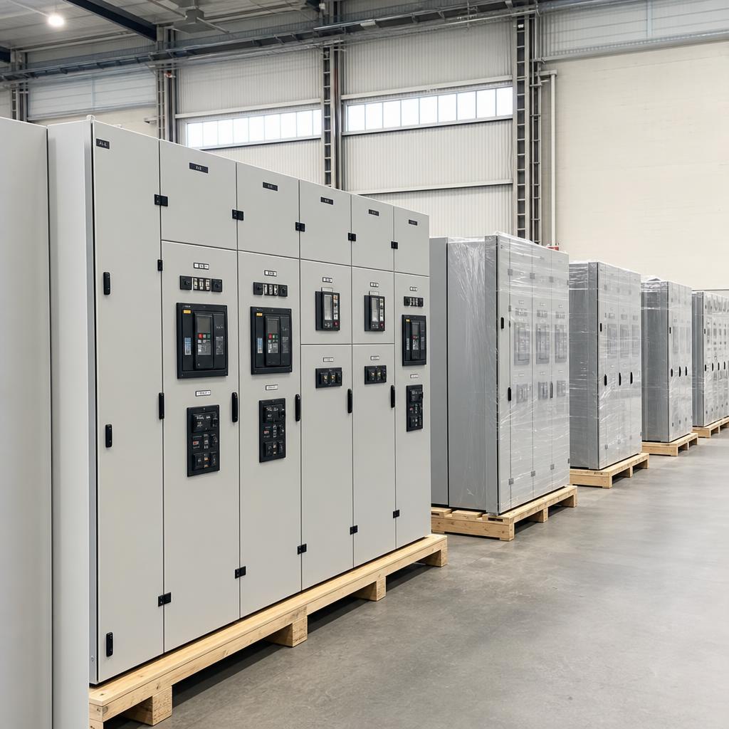 Finished switchboards ready for dispatch at EVO Electric
